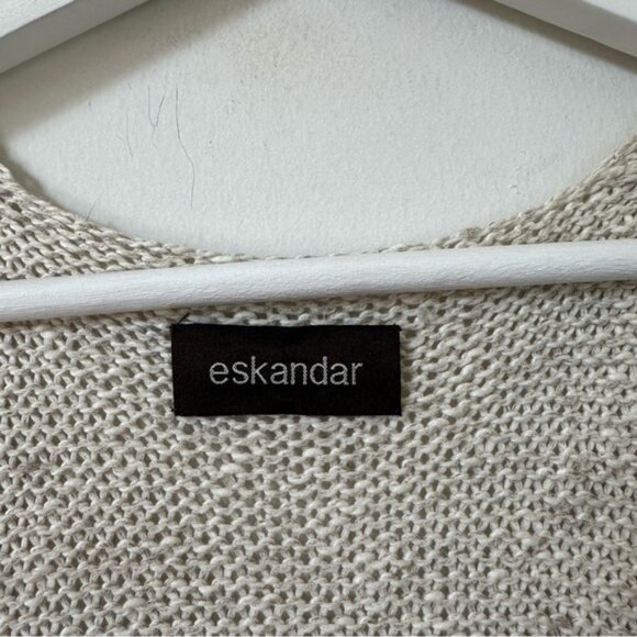 Eskandar Cotton Linen Blend Rolled Open Front Sweater Vest One Size - Picture 3 of 9